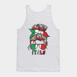 Italian woman with sunglasses - Italy flag Tank Top